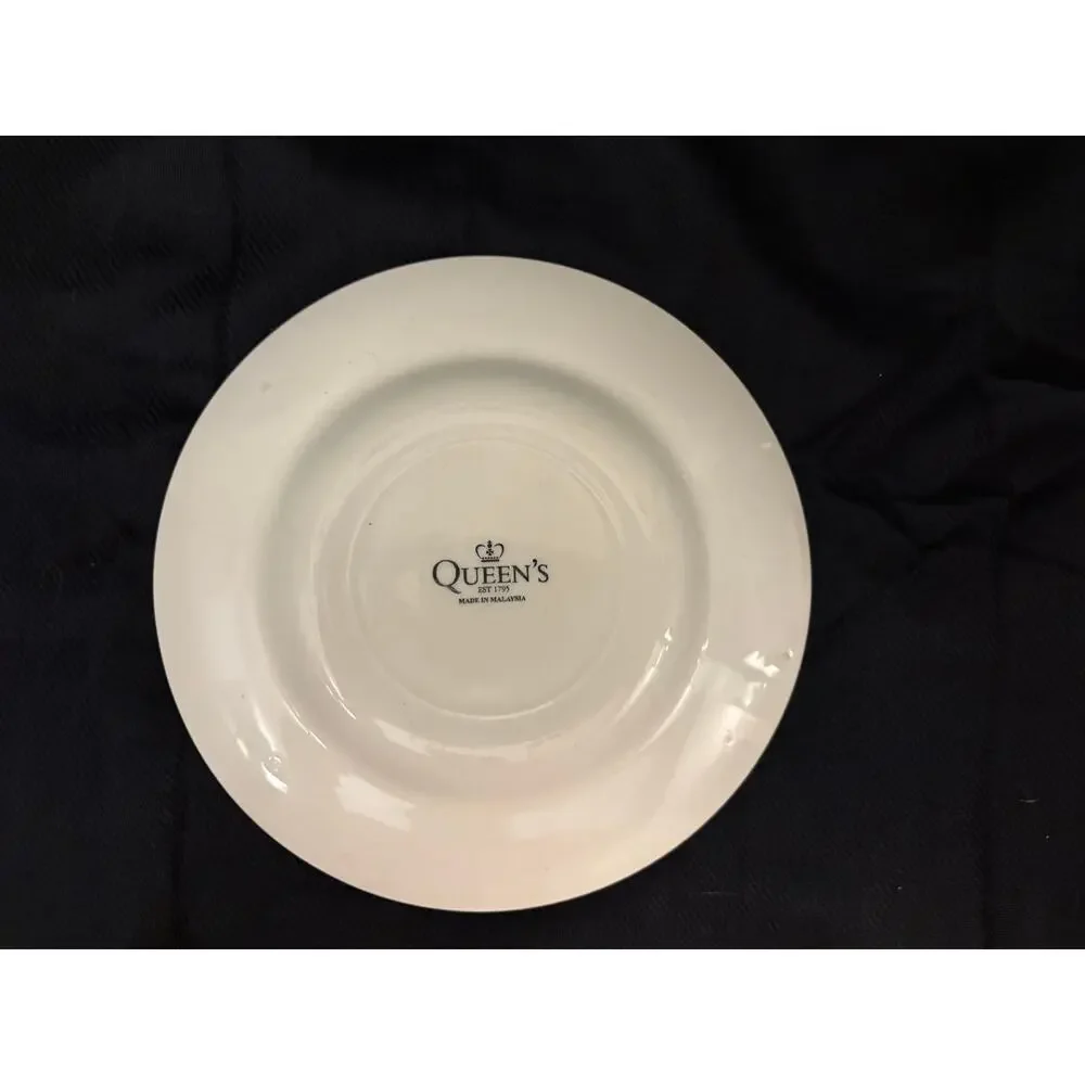 Queens Blue Ditsy Floral Dessert Salad Plate 7.5” x 7.5”  Shabby Cottage